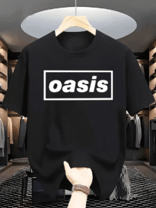 Oasis: Unisex T-Shirt – Black With White Lettering