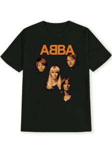 ABBA: Retro Rock Band Graphic T-Shirt – Black / Crew Neck,  Short Sleeve