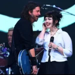Violet Grohl and Dave Grohl on stage