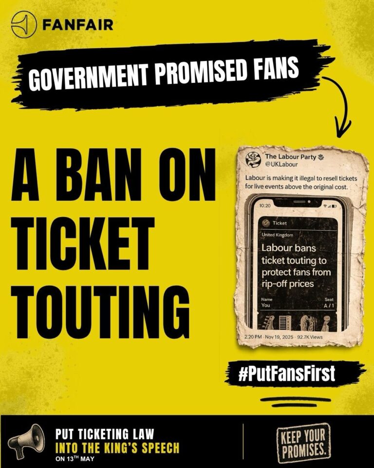 UK Music Industry Launches Campaign Urging Government To Ban Ticket Touting