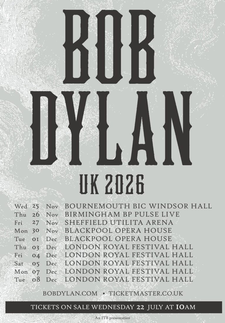 Bob Dylan UK Tour Poster 2026