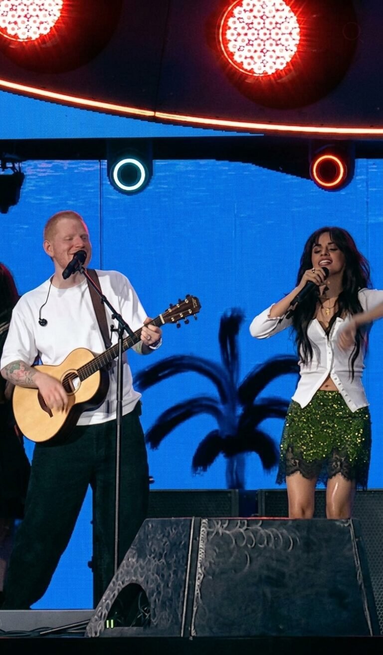Ed Sheeran and Camilla Cabello on stage