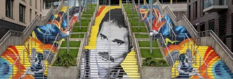 Freddie Mercury Mural Steps Wembley